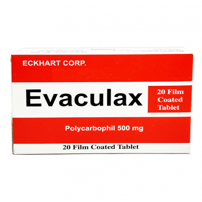 EVACULAX 500 MG ( POLYCARBOPHIL CALCIUM ) 20 FILM-COATED TABLETS